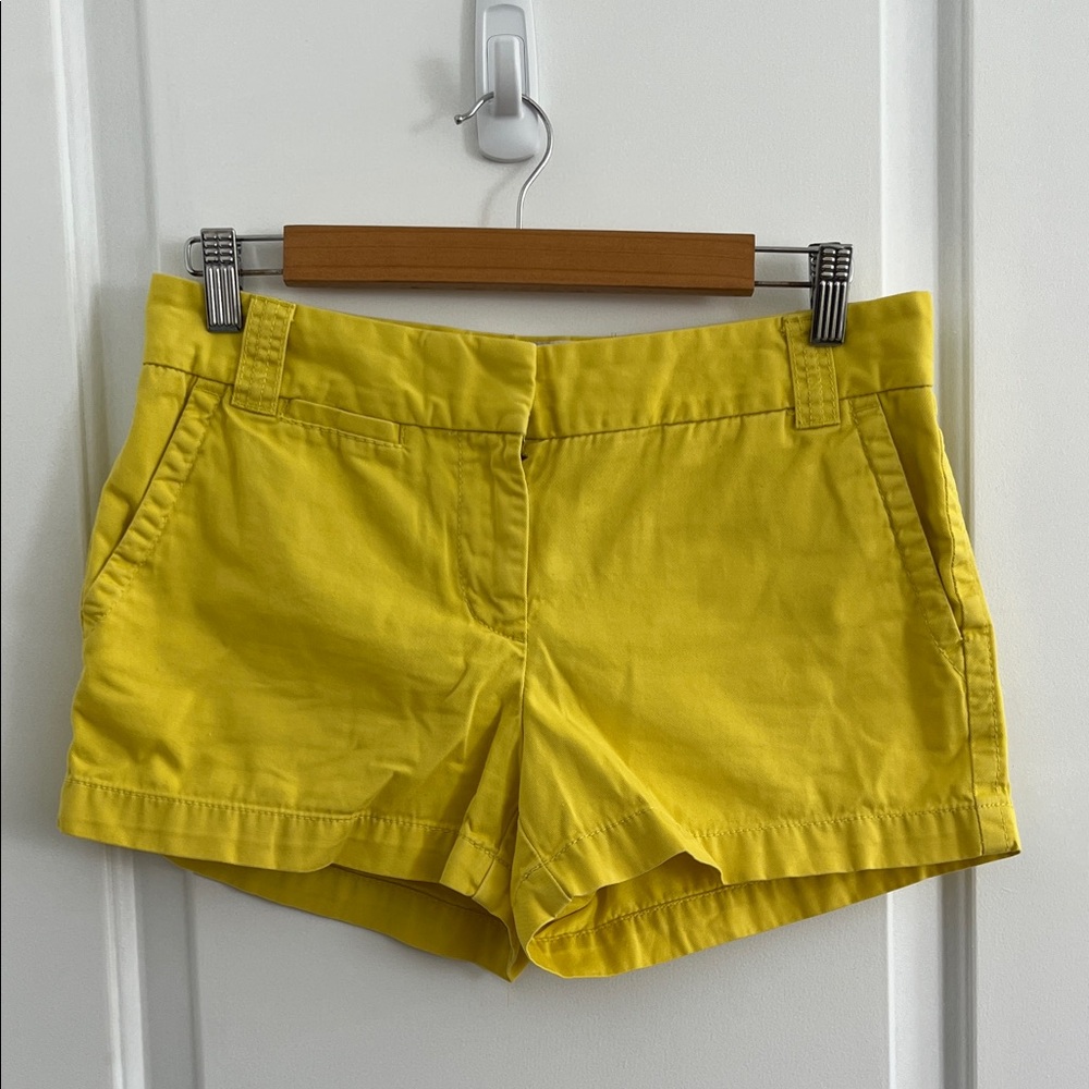 J Crew Women’s Yellow Women's Cotton Blend Shorts Size 4
